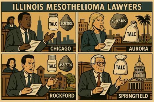 Illinois mesothelioma lawyers take talc and asbestos lawsuits to court in Chicago, Aurora, Rockford, and Springfield.